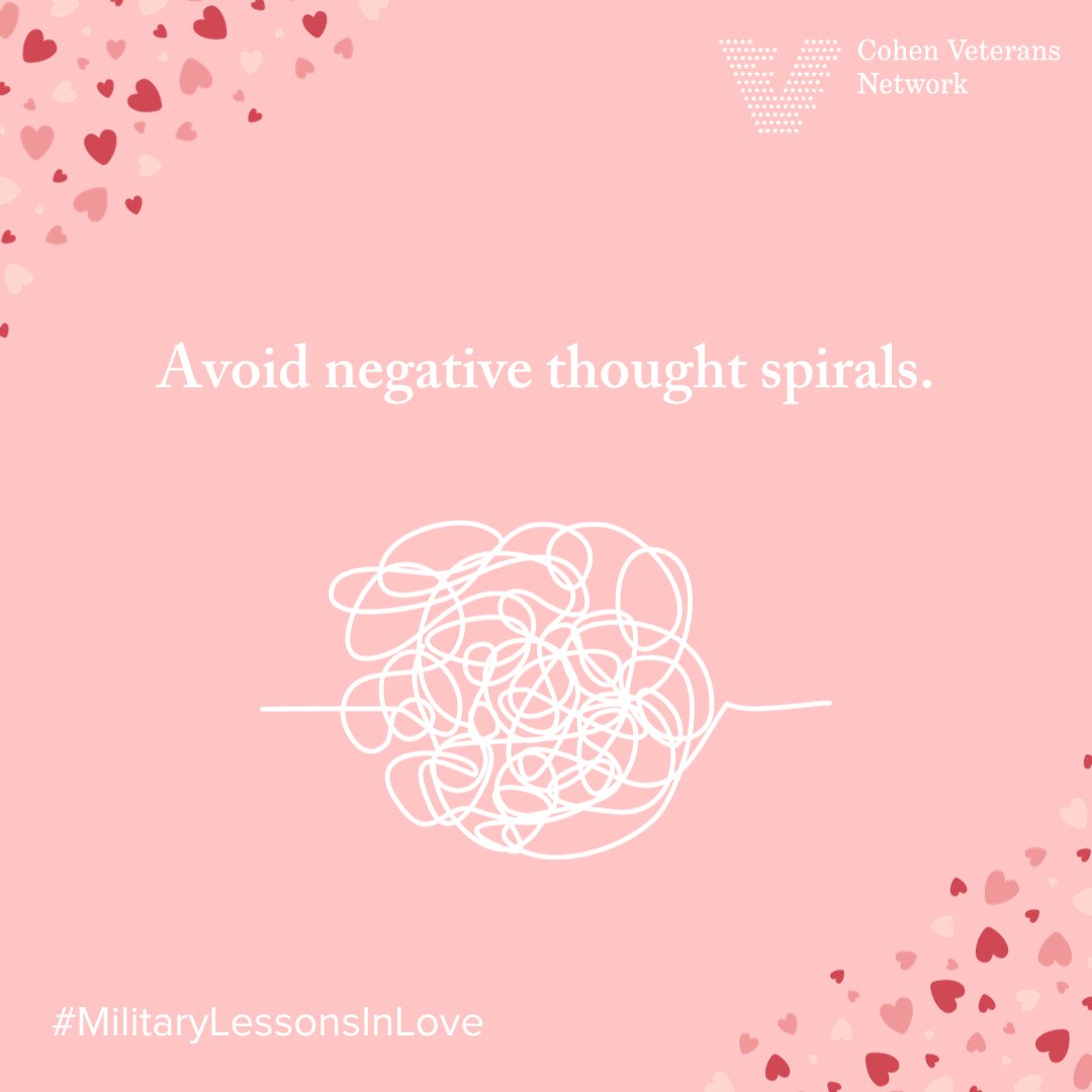 When stressed or overwhelmed, we can go on a downward path of negative thoughts. Stop the spiral by asking yourself if the thought is a fact, something you can control, or serving you. 
Need additional support? Visit: bit.ly/3GBMjS9. #militarylessonsinlove