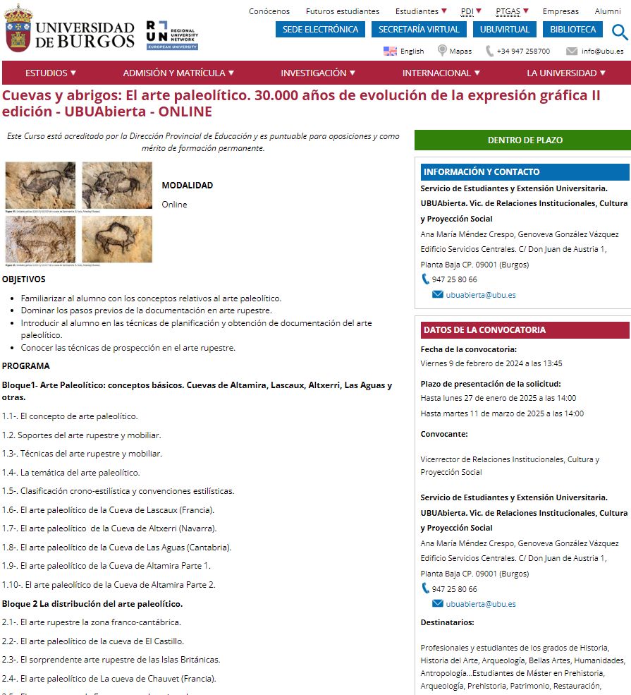@ArqueoUBU (@arqueoubu) on Twitter photo Curso "online" tutorizado
Cuevas y abrigos: El arte paleolítico. 30.000 años de evolución de la expresión gráfica bit.ly/49AOO4s
<a href="/Arquerabazo1/">Arquerabazo</a> <a href="/Arqueo_Activa/">ARqUEoLOGíA ACTiVa</a> <a href="/CuevaPasiega/">Cueva De La Pasiega</a> @salvapard <a href="/shinoda1406/">Ale NM</a> <a href="/jmghistoriador/">Jesús M.G.</a> @dalonsus <a href="/arqueocas/">Arqueocas</a> @Sahrita90 <a href="/Arqueolegs_Cat/">Arqueòlegs.cat</a> @JoramGriu Curso "online" tutorizado
Cuevas y abrigos: El arte paleolítico. 30.000 años de evolución de la expresión gráfica bit.ly/49AOO4s
<a href="/Arquerabazo1/">Arquerabazo</a> <a href="/Arqueo_Activa/">ARqUEoLOGíA ACTiVa</a> <a href="/CuevaPasiega/">Cueva De La Pasiega</a> @salvapard <a href="/shinoda1406/">Ale NM</a> <a href="/jmghistoriador/">Jesús M.G.</a> @dalonsus <a href="/arqueocas/">Arqueocas</a> @Sahrita90 <a href="/Arqueolegs_Cat/">Arqueòlegs.cat</a> @JoramGriu