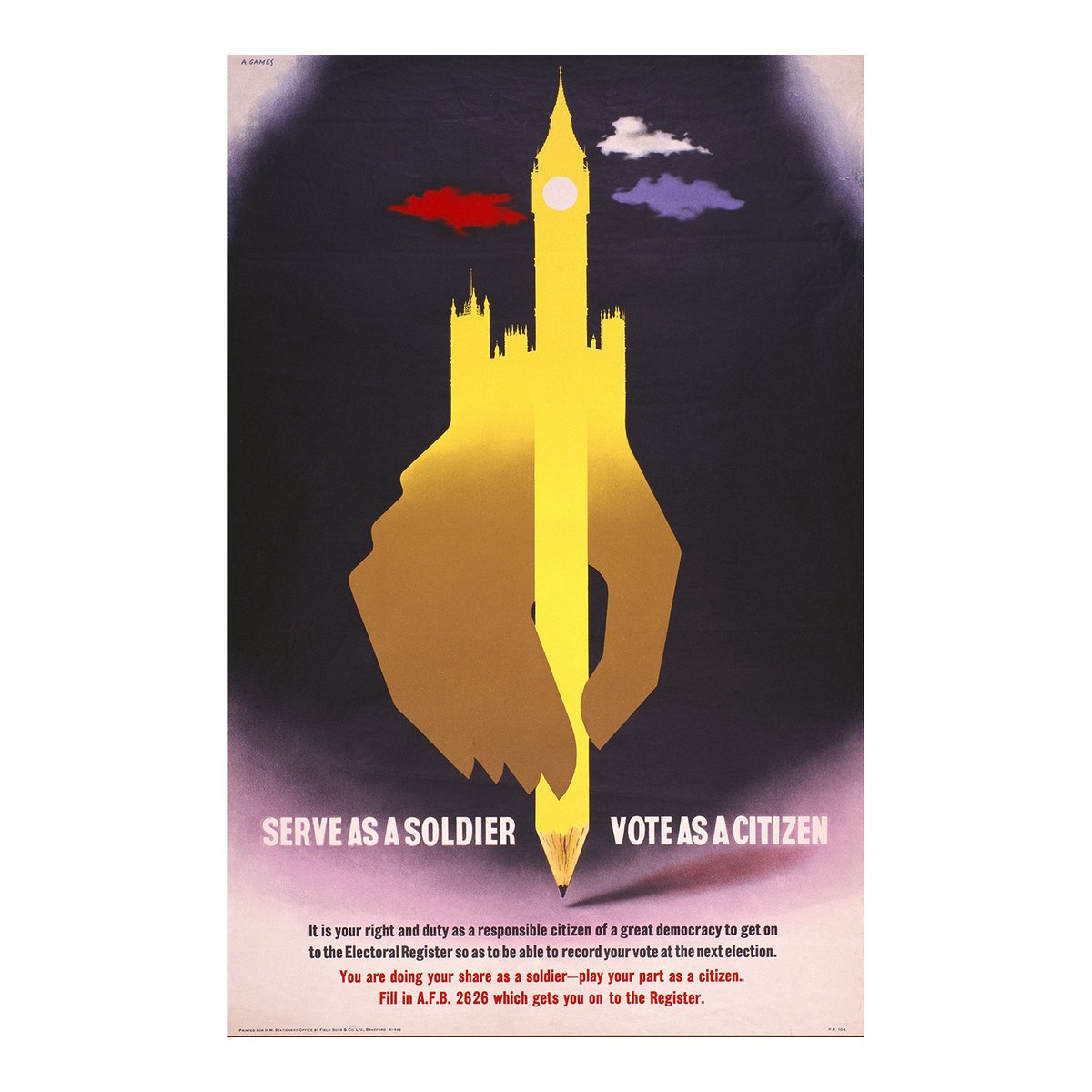 C20thPosters's tweet photo. This Saturday we'll be listing a group of hand signed, original, wartime posters by the great Abram Games, as part of our new Protest & Propaganda Posters newsletter and instore show. These posters come direct from the Games Estate and are in excellent condition. Includes the very rare Double Crown version of 'Salute the Soldier' and 'Army. The Worthwhile Job' (in this critic's view, Games' best wartime poster)
