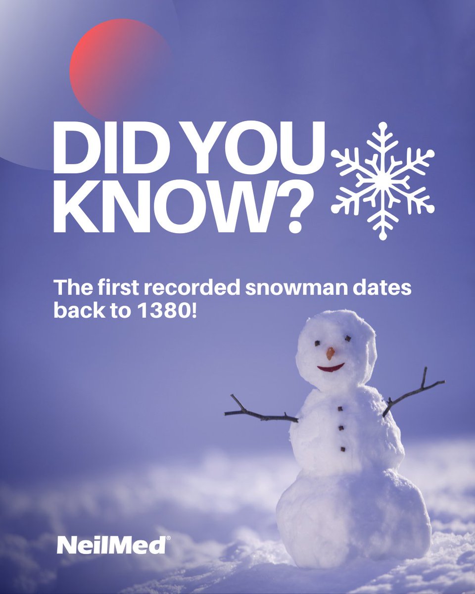neilmed's tweet image. While they’re fun to build, remember to keep your sinuses in check if you spend too much time in the cold outdoors!
 
#WisdomWednesday #FunFactWednesday #SnowmanHistory #StaySinusSafe #WinterWellness #ColdWeatherCare #BreatheEasy #NeilMed