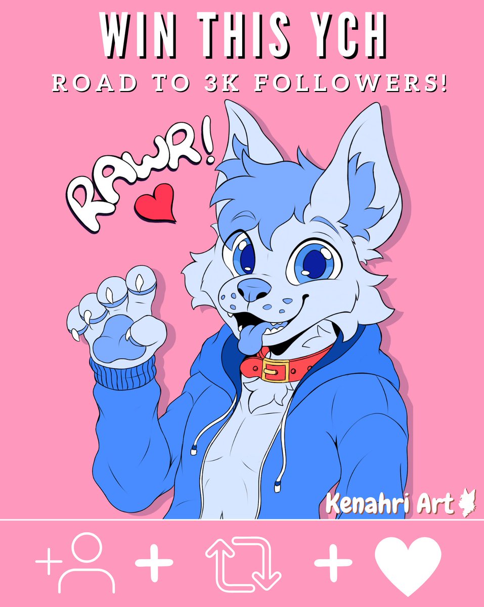 ✨KENAHRI´S ROAD TO 3K FOLLOWERS RAFFLE!✨ 

🏆 Prize: A slot of the RAWR YCH!
🔥 Bonus: If we reach 3K followers +1 extra winner!

📌RULES: 
1⃣ Follow me 
2⃣ Like &amp; Repost
3⃣ Comment your Ref sheet!  

Follow my art channel: t.me/Kenahricuteart

#furry #raffle #Win

(1/2)⬇️