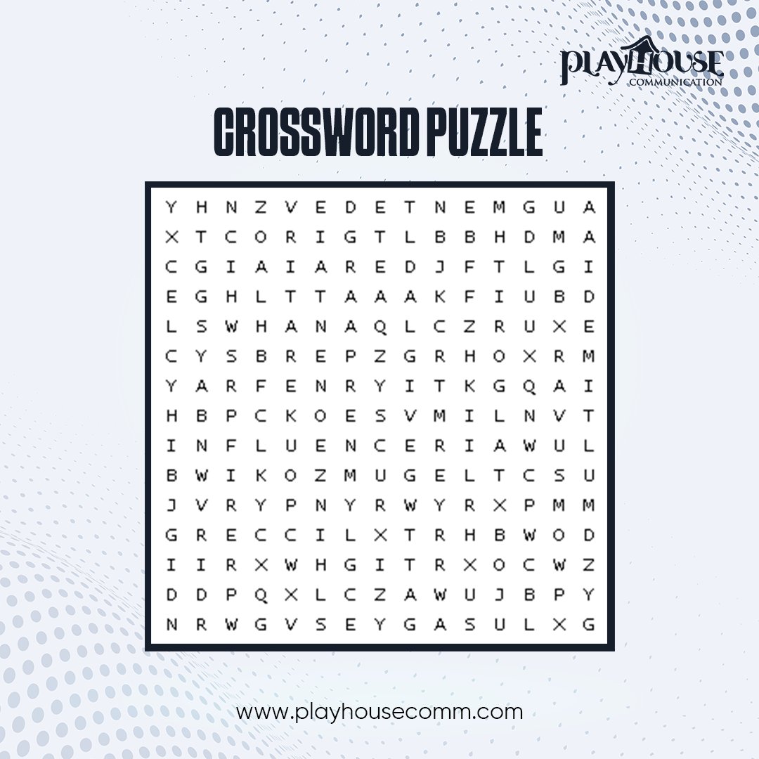 playhousecomm's tweet image. Ready for a challenge? Test your social media knowledge with this crossword puzzle! How many social media terminologies can you find? Drop your answers below and tag a friend to see who can solve it faster! 💡✨ #SocialMediaChallenge #CrosswordFun #DigitalSavvy
#playhousecomm