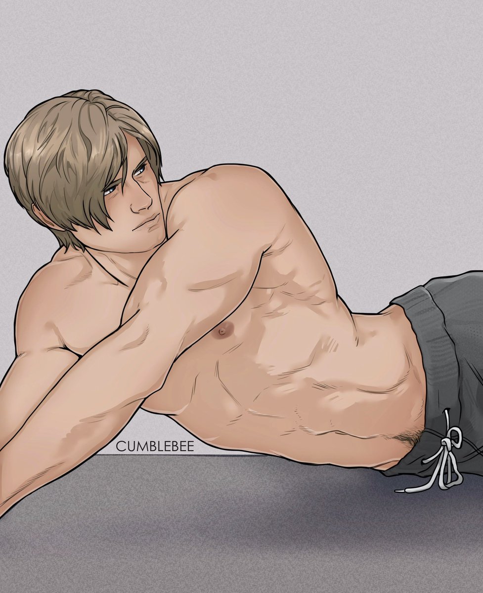 cumblebee's tweet image. Couldn’t resist drawing him in this pose 🤭 #LeonKennedy #ResidentEvil #REBHFun