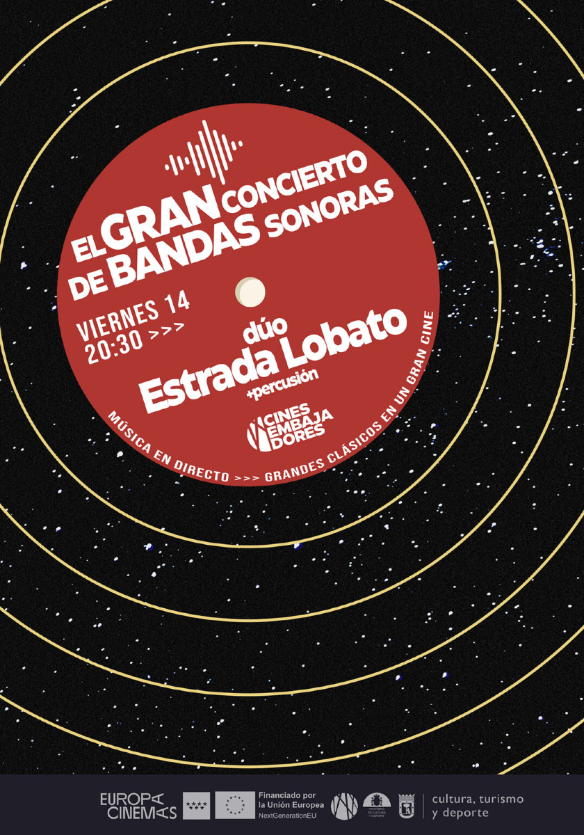 CineEmbajadores's tweet photo. Es un placer anunciar que el próximo 14 de marzo albergaremos "el GRAN CONCIERTO de BANDAS SONORAS" en Embajadores Río de la mano del DÚO ESTRADA LOBATO ❤️ Interpretando EN DIRECTO grandes bandas sonoras de la historia del cine ¡Entradas muy limitadas! https://t.co/v9yXVrJaiP https://t.co/5GAu7OsI4D