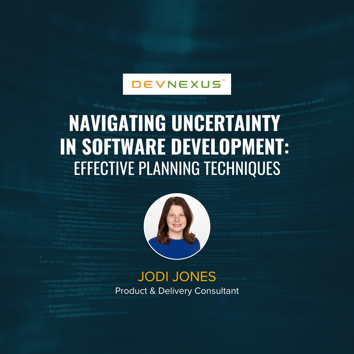Product and Delivery Consultant, Jodi Jones, is heading to <a href="/devnexus/">Devnexus</a> next week to talk about navigating uncertainty in software development. Interested in learning more about this topic but won't be in Atlanta? Reach out! 

hubs.li/Q038qcML0