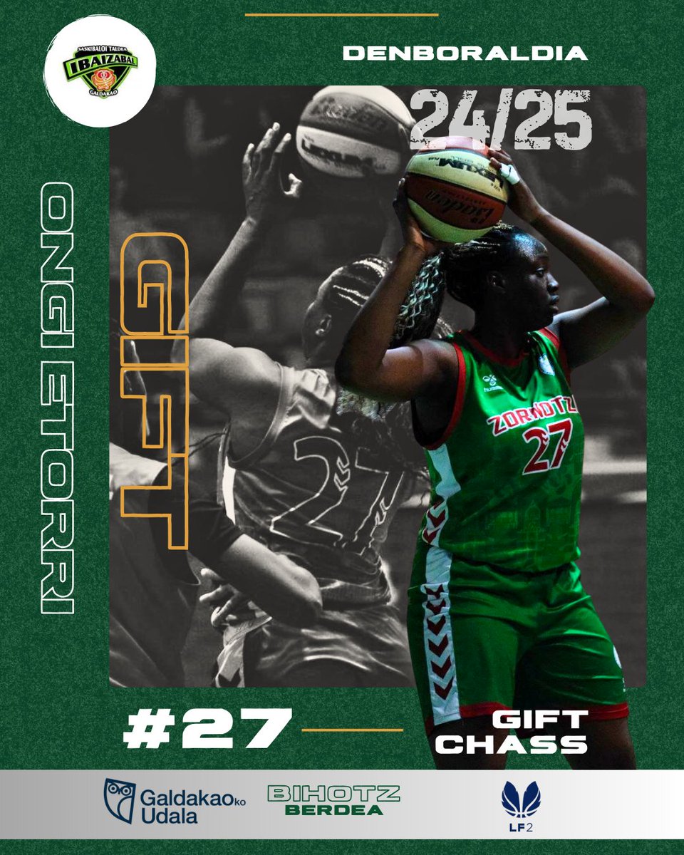 💚𝐎𝐍𝐆𝐈 𝐄𝐓𝐎𝐑𝐑𝐈🤝

📝Gift Chass (2006) se une al equipo hasta final de temporada. Cubrirá la baja por lesión de Naiara Díaz.

ℹ️ Txikitatik <a href="/zornotzast/">Teknei Bizkaia Zornotza</a>-n egindako lanari esker LF2-n hazten jarraitzeko aukera irabazi du jokalari gazteak. Aurrera!

Bultza Gift! 💚