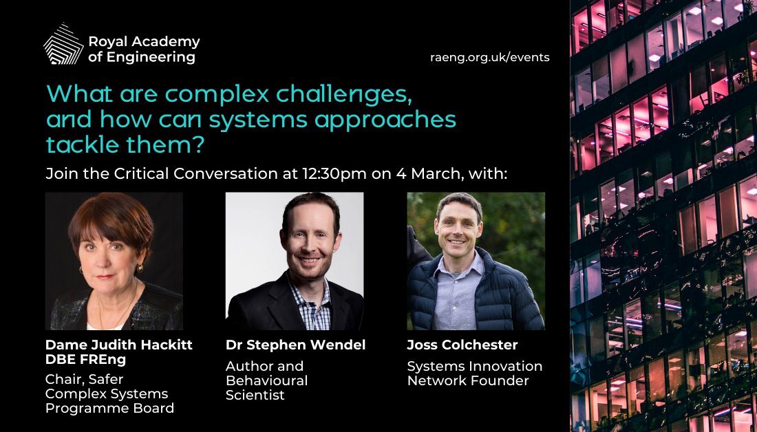 RAEngGlobal's tweet image. Celebrate World Engineering Day with us on 4 March! We’re kicking off our latest #EngineeringX Critical Conversations mini-series, with an exciting discussion on tackling complex challenges using systems thinking: raeng.org.uk/events/2025/ma…