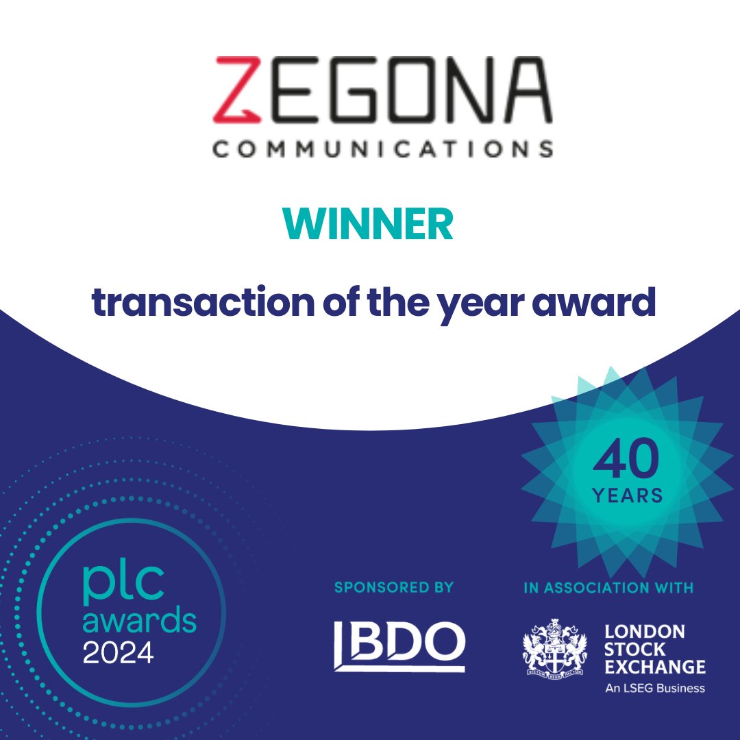 And the winner of the Transaction of the Year Award, sponsored by Alma Strategic Communications is... <a href="/Zegona_Comms/">Zegona Communications</a>. Huge congratulations to the team #plcawards #winner #plcis40