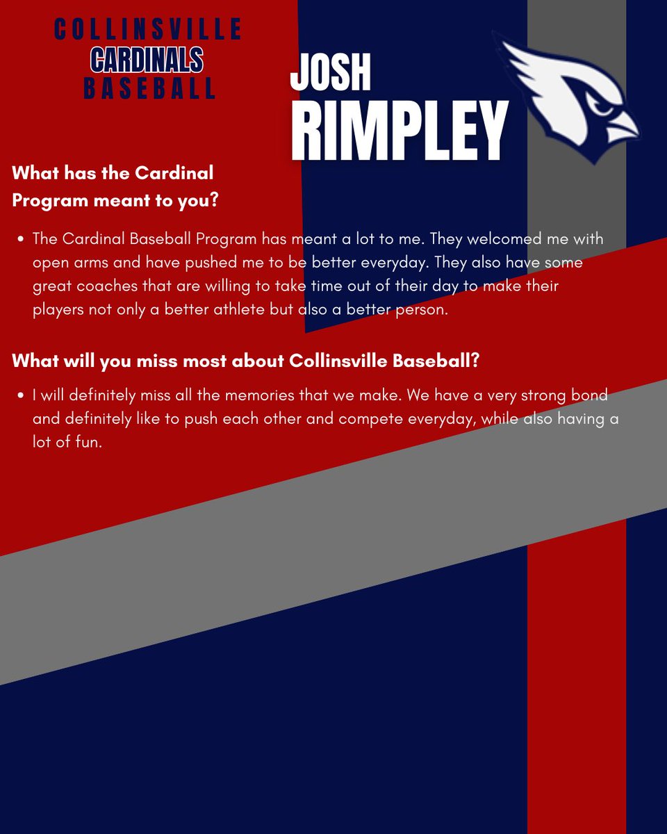 Senior Spotlight Alert

We are <a href="/Jrimp03/">JRimpley2025</a> days away from Opening Day!! 

Josh is a new addition to our program this year and a welcome addition.  He’s a corner OF’er with a plus arm and is very competitive at the plate. He will also play a big role for us on the mound! 

#3DaysAway