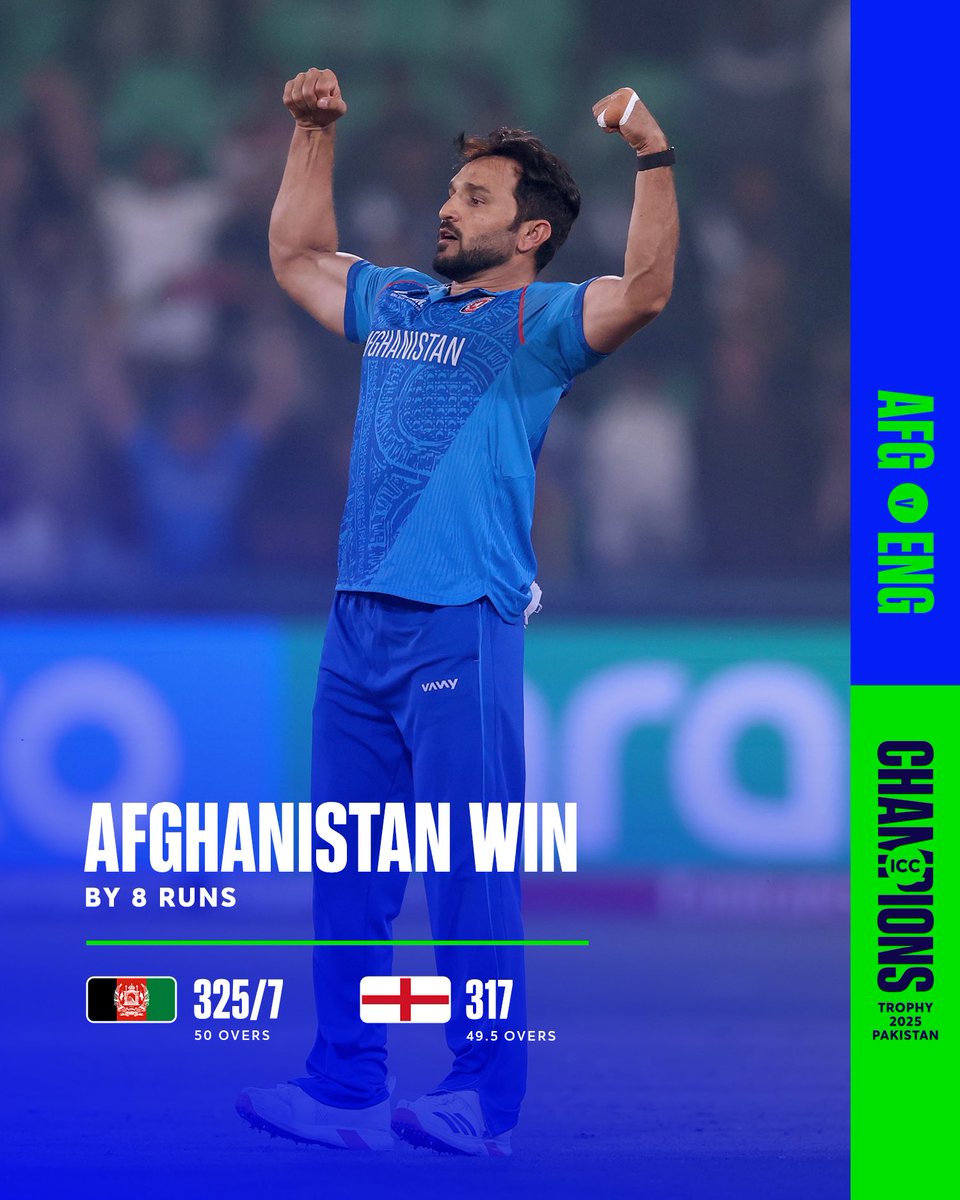 Afghanistan take an absolute nail-biter to stay alive in the #ChampionsTrophy 2025 🤯📈

#AFGvENG ✍️: icc-cricket.com/tournaments/ch…