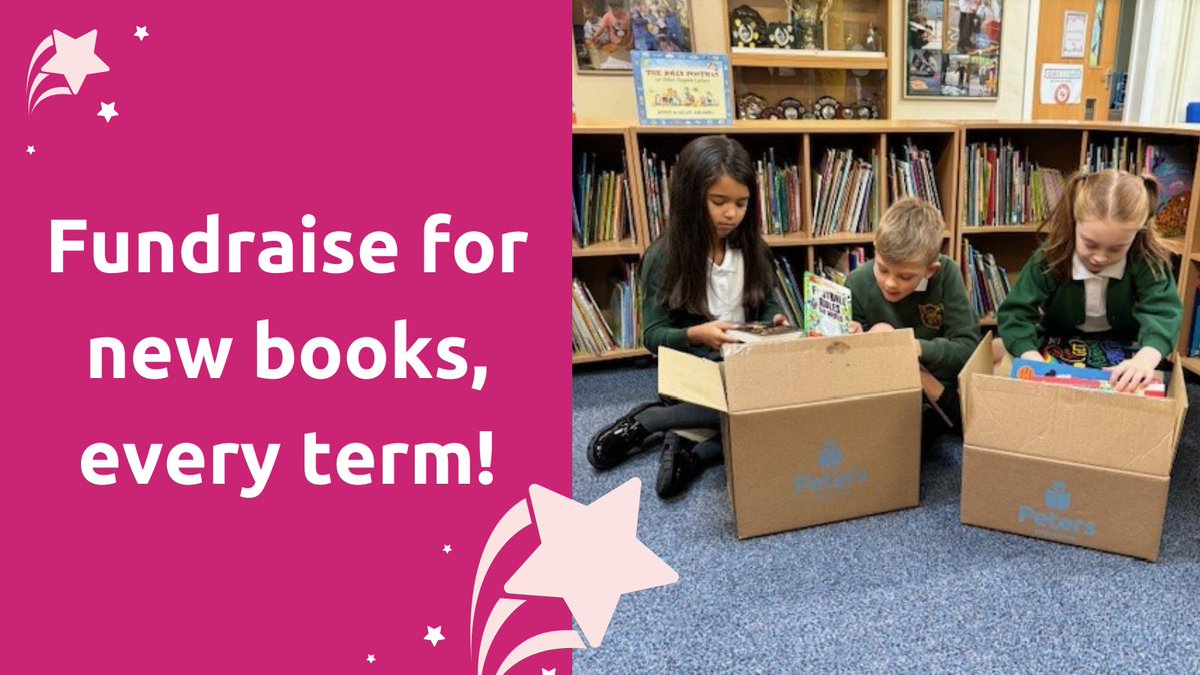 Supportyoursch's tweet image. Think new books every term is a dream? You can make it happen by fundraising!⁠
⁠
Through Support your school, you can raise funds towards a 1 year book subscription service with Peters.
⁠
Learn how you can fundraise for your school: supportyourschool.org.uk/how-does-it-wo…