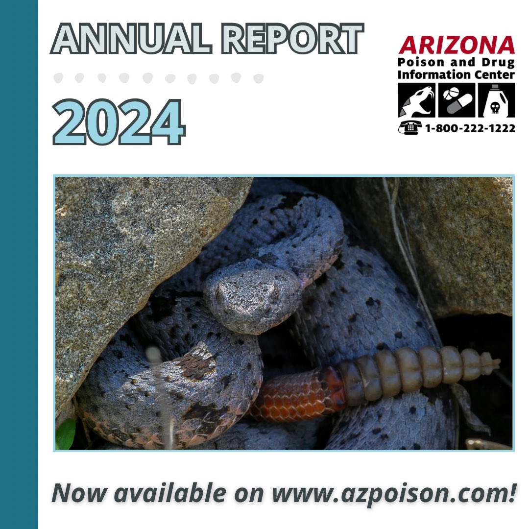 Our 2024 Annual Report is now available on our website. This report summarizes the experiences of our center in 2024, including information on our most common calls, public education efforts, and media presence. azpoison.com/sites/default/…

#annualreport #MedTox #poisoncontrol