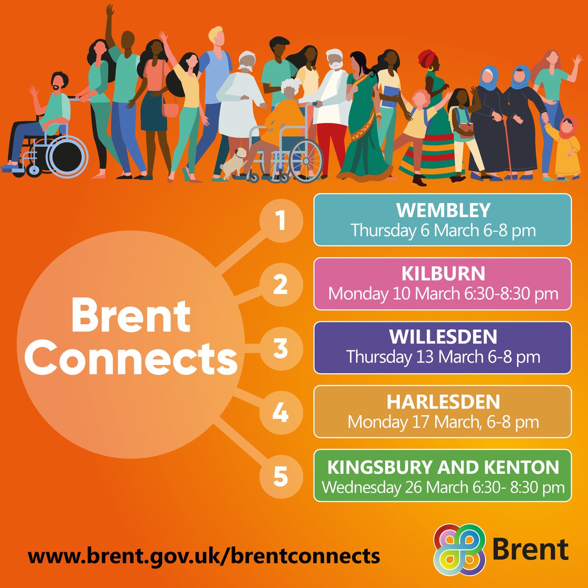 Make a difference in your community this spring! 🧡

Join your next Brent Connects forum to:

🤝Connect with councillors and neighbours
🗣️Discuss important issues
💡Share ideas for positive change
❤️Learn about local services &amp; community projects

🧵👇