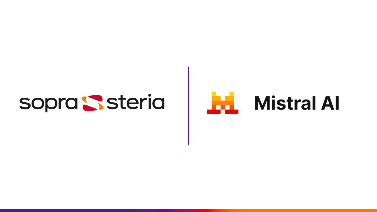 Sopra Steria and Mistral AI Join Forces to Offer Advanced AI Solutions to European businesses and administrations.
 
Together, we are bringing sovereign, cutting-edge AI solutions to European enterprises and public administrations—helping them scale AI adoption quickly, securely,
