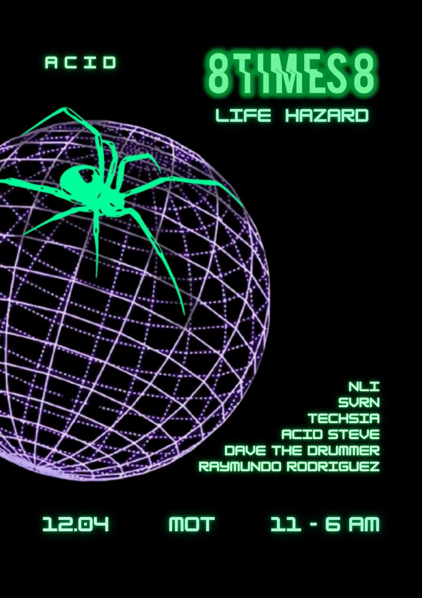 LondonTechno1's tweet image. #featuredevent
Saturday April 12th 2025
8TIMES8 PRESENTS: LIFE HAZARD // UNDERGROUND ACID &amp;amp; HARD TECHNO at @VenueMot 
@residentadvisor Ticket link - ra.co/events/2109857