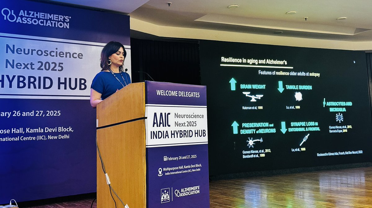 Rashi__Kumar's tweet image. #AAICNeuro Day 1 - Phenomenal plenary talk on Future of Neural Basis of Modifiable Risk Factors for Dementia! @ArenazaEider traveled from 🇪🇸 to 🇮🇳 to share insights on globally relevant topic, engaging a packed audience in-person & thousands online @alzassociation @drskushwaha