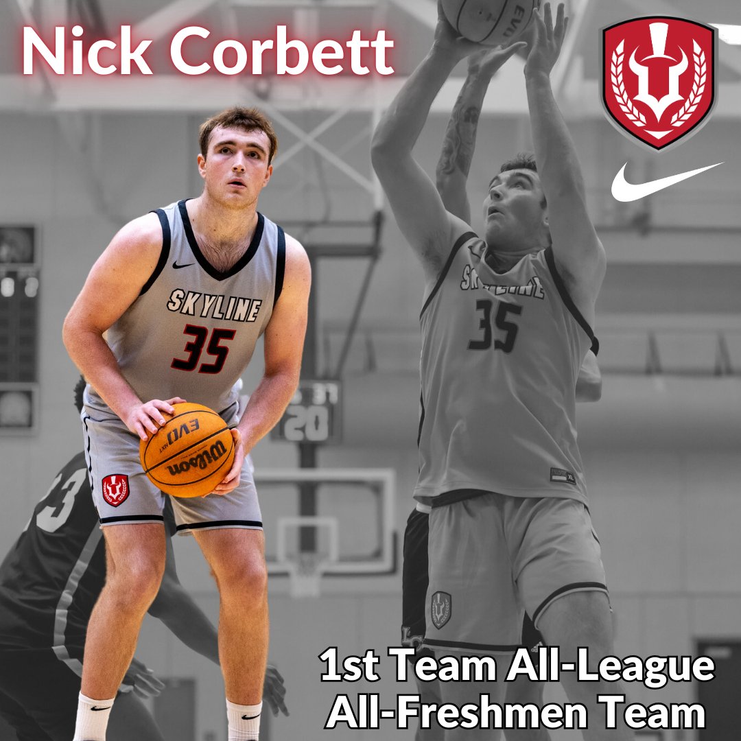 Congrats to Nick Corbett (Bellarmine) for being named 1st Team All-League &amp; All-Freshmen Team.
He ranked top 5 in the league in scoring (16.4 ppg) AND rebounding (11.9 rpg). Also led the conference in FG% at 69%.
Nick recorded 16 double-doubles.
PROUD he represents #SkylineMBBFam