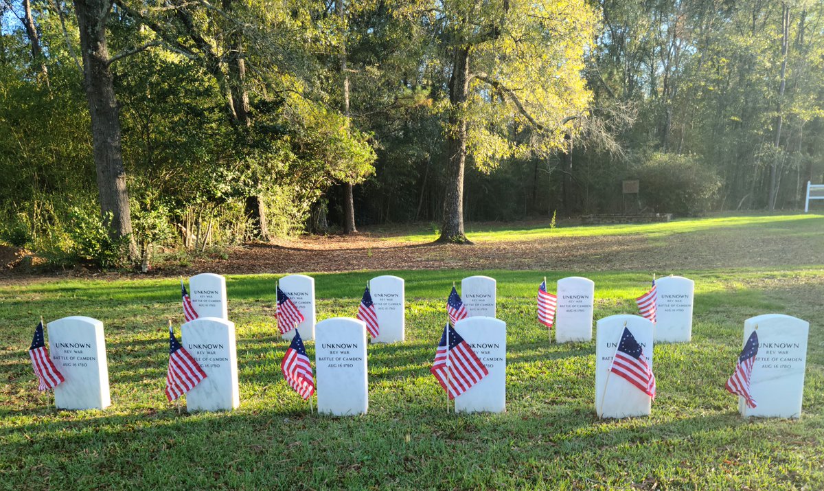 SalinaBBaker's tweet image. The remains of the 12 Continental soldiers found at the Camden Battlefield in South Carolina in fall 2022 and reinterred with full honors in April 2023. Their graves are across the street from the visitor center in the Old Presbyterian Cemetery. The remains of the Scottish…
