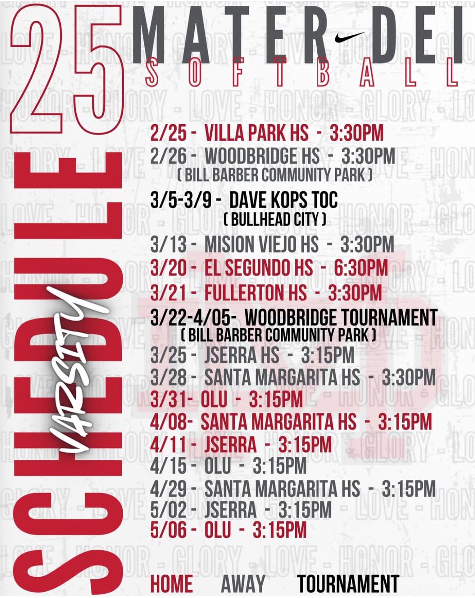 IsabellaRuby25's tweet image. Season schedule for @mdhs_softball 
Update: 2/26 v Woodbridge at 5pm