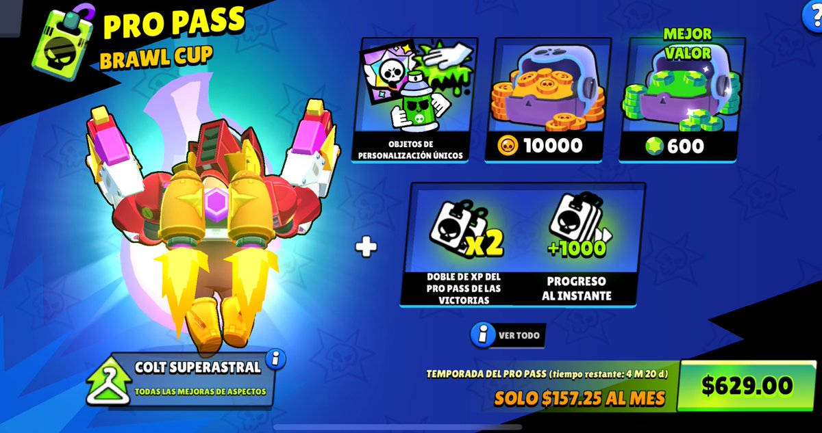 Bro, $629 pesos por el Pro Pass… ¿Y si mejor lo pones en abonos chiquitos, Supercell? 🥲💀💸 #BrawlStars