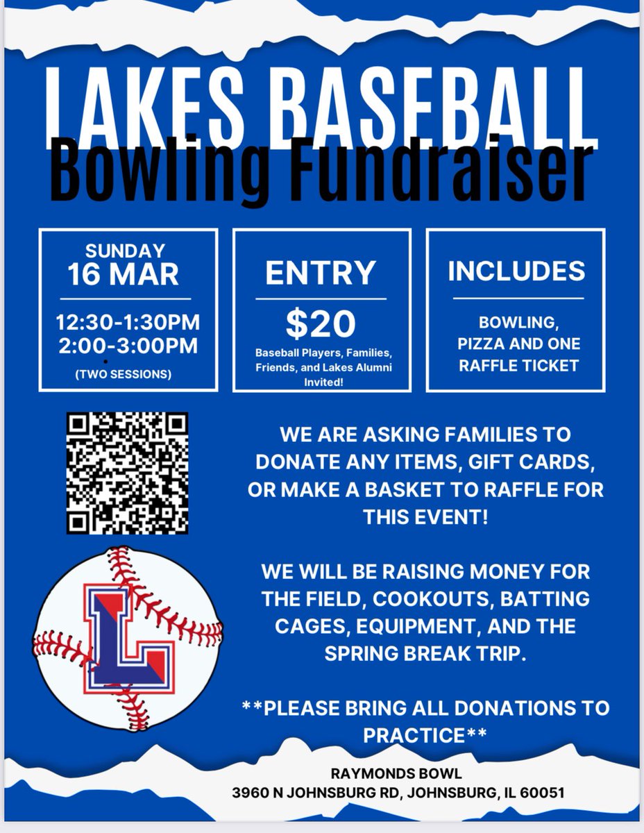 Like Bowling? Support the Lakes Baseball Bowling fundraiser.