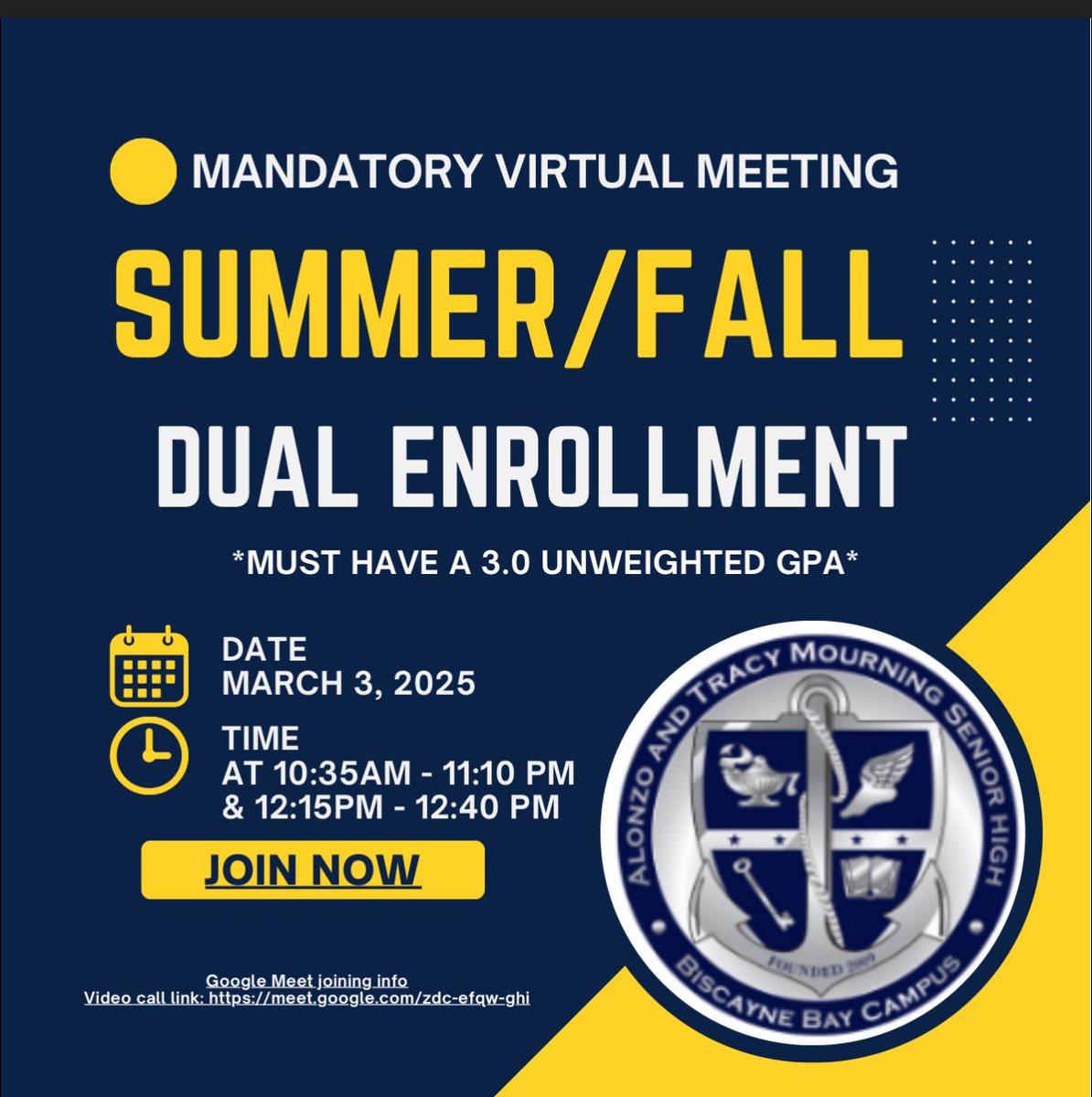 Mandatory virtual meeting for Dual Enrollment in the Summer/Fall Semester! Mark your calendars and make sure you attend if interested in applying! #GoSharks🦈 #YourBestChoiceMDCPS