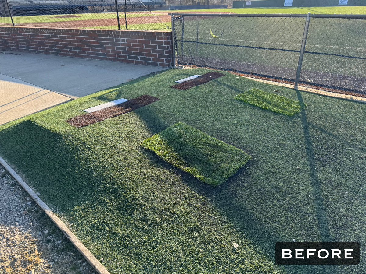 From worn-out to game-ready! ⚾️🔥 Check out this double bullpen transformation—restored, leveled, and ready for action. #SportsTurfRepair #BullpenRestoration #PlayBall