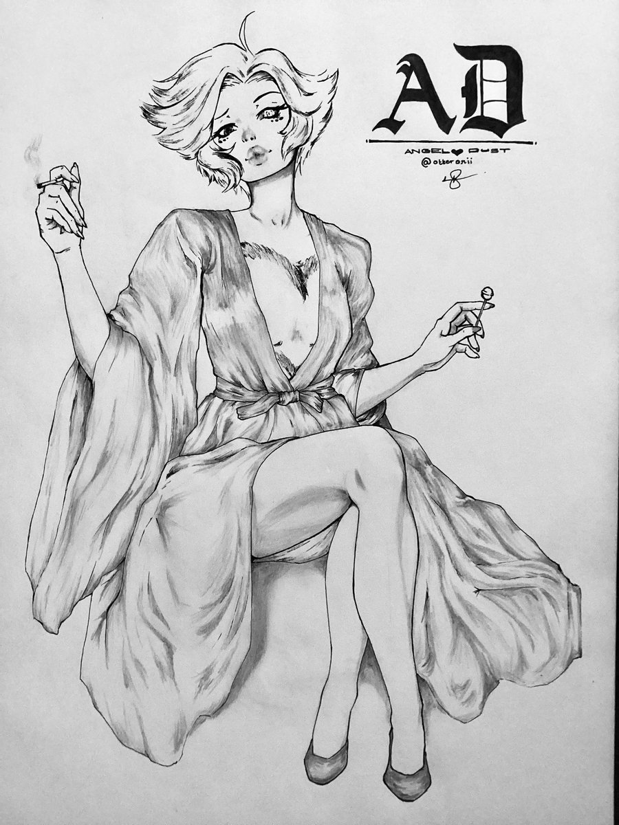 Angel Dust pinup. I dunno, got a little obsesed in finishing this that I ended up spending hours to draw this. Hope you guys like it! 

#HazbinHotelFanart #HazbinHotel #angeldusthazbinhotel #angeldust