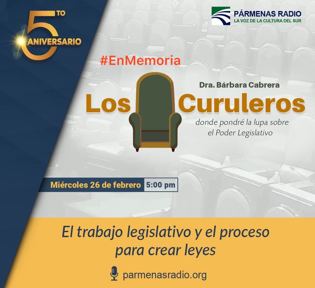 Hoy a las 5 escucha el  programa #enmemoria de la Dra. #BárbaraCabrera “LOS CURULEROS” por parmenasradio.org o dando click en el link de nuestra bio. 

#pármenasradio #culturadelsur #conocimiento