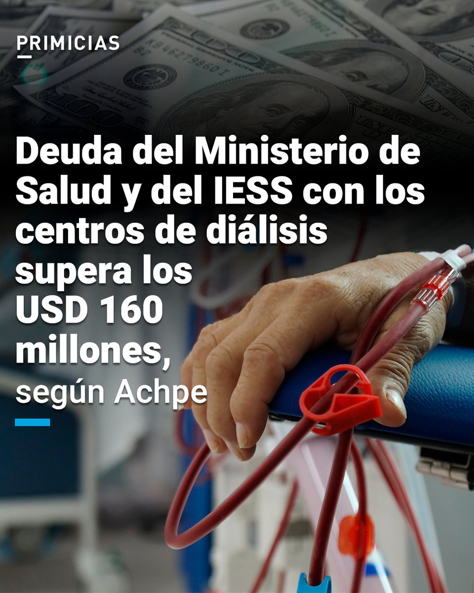 Los centros de diálisis exigen al Gobierno y al IESS el pago de la deuda millonaria para que sus pacientes no dejen de recibir el tratamiento. prim.ec/anp950V7fzy