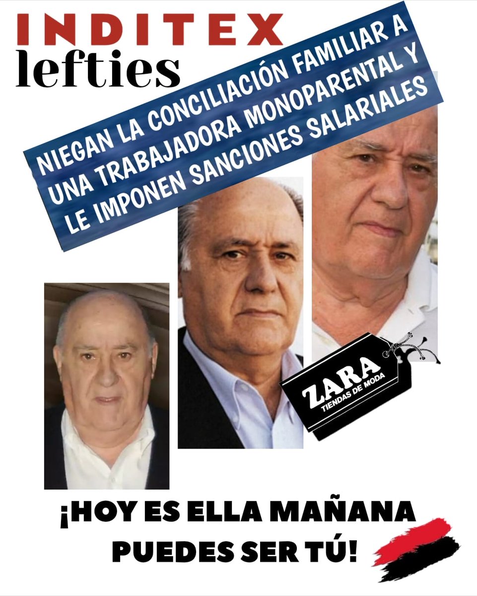 dpvigo's tweet photo. 🔴⚫#Badalona @AitBadalona Conflicto social #ZARA #INDITEX #lefties #leftiescommunity #Labour

Niegan la conciliación familiar a una trabajadora monoparental y le imponen sanciones Salariales 

#AcosoLaboral #justiciasocial #ExplotacionLaboral #Patriarcado #leftiescommunity https://t.co/t8vQKeIos5