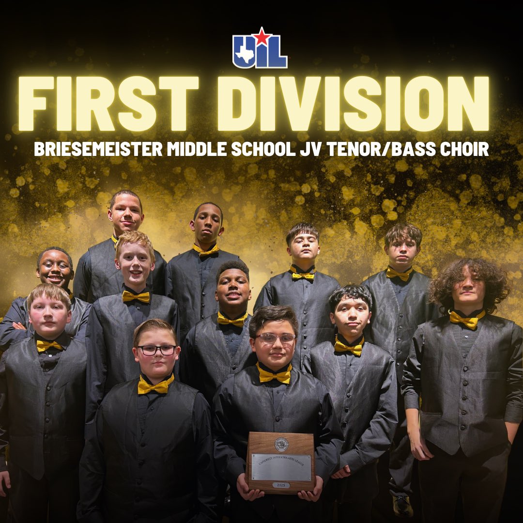 Congratulations AJB JV Tenor/Bass Choir! First division rating on stage at UIL! Way to go! <a href="/SeguinISD/">Seguin ISD</a>