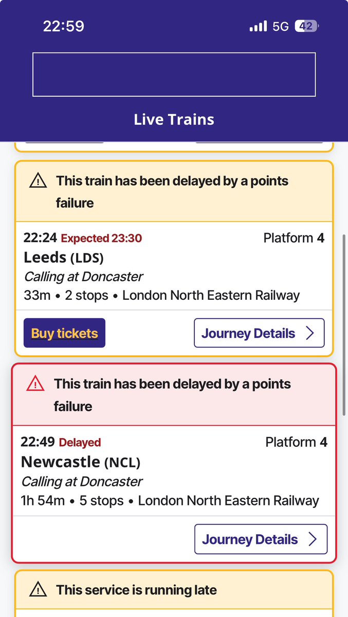 haroldraitt's tweet photo. @LNER: if @nationalrailenq can provide at least partial data on trains running at least 1 hour late north of Grantham, why do you claim your service is “normal” on the links you provide on your tweet? https://t.co/U8yHQvAOlj
