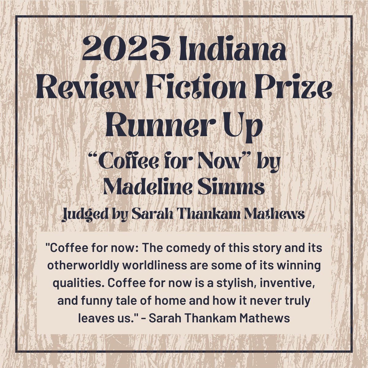 IndianaReview's tweet image. Congratulations to the winner and runner-up of our Fiction Prize: Madeleine Gavaler and Madeline Simms! Thank you @smathewss for judging!!