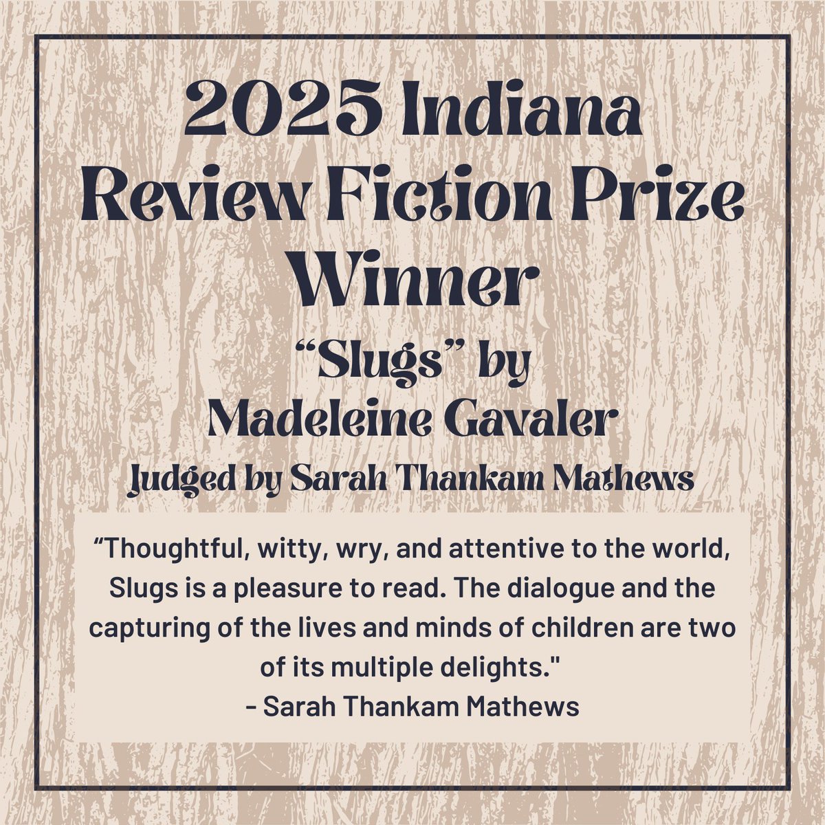 IndianaReview's tweet image. Congratulations to the winner and runner-up of our Fiction Prize: Madeleine Gavaler and Madeline Simms! Thank you @smathewss for judging!!