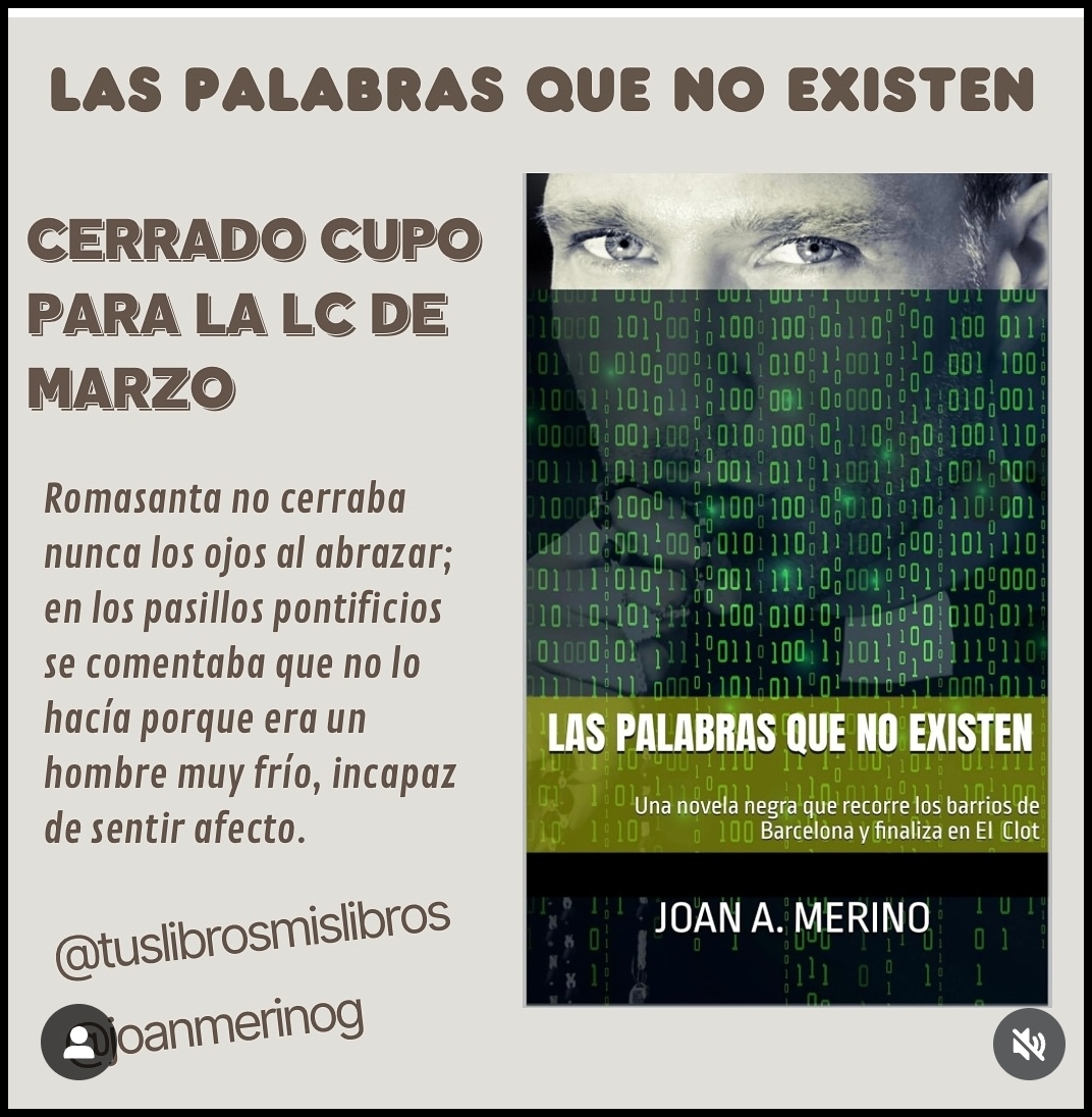 Cierre del Club de lectura @tuslibrosmislibros de Marzo, con el libro "Las palabras que no existen", alcanzado el núm. máximo de participantes.

Un cuadro de Antoni Tàpies <a href="/MuseuTapies/">Museu Tàpies</a>   esconde un gran secreto, que podría reescribir la historia...  una apasionante novela negra.