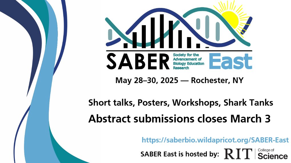Abstracts for two of our SABER conferences are due on March 3! 

SABER East in Rochester, NY saberbio.wildapricot.org/SABER-East-Abs…

SABER Annual Meeting in Minneapolis, MN
saberbio.wildapricot.org/Abstracts