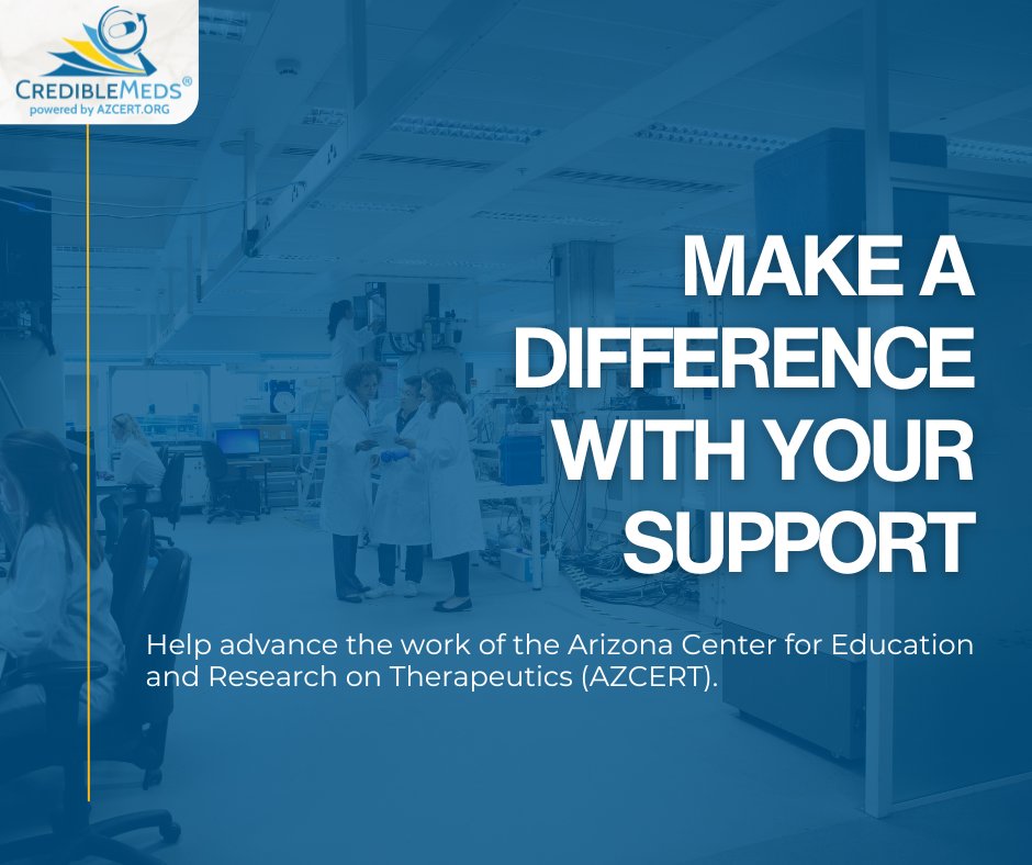 Help advance the work of the Arizona Center for Education and Research on Therapeutics (AZCERT). Your donation drives impactful change.

Learn more:
crediblemeds.org/everyone

#CredibleMeds #Donate #AZCERT #DrugSafety #MedicationSafety #HealthCare #QTdrugs #QTdrugsList