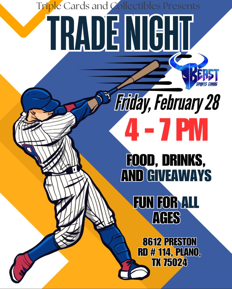 Beastsportscard's tweet photo. Trade night this Friday at Beast!  Food, drinks, and cards! https://t.co/CbssgnRU6g