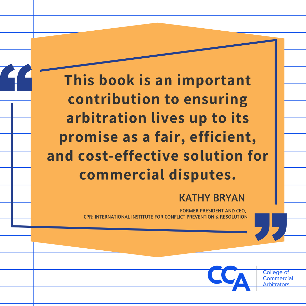 More than 70 arbitrators contributed to the CCA’s Guide to Best Practices in Commercial Arbitration.  Get your copy to access updated institutional rules, case law, legislation affecting commercial arbitration, and more.  
ccarbitrators.org/cca-guide-to-b…   #CCArbitrators #CCAFellows
