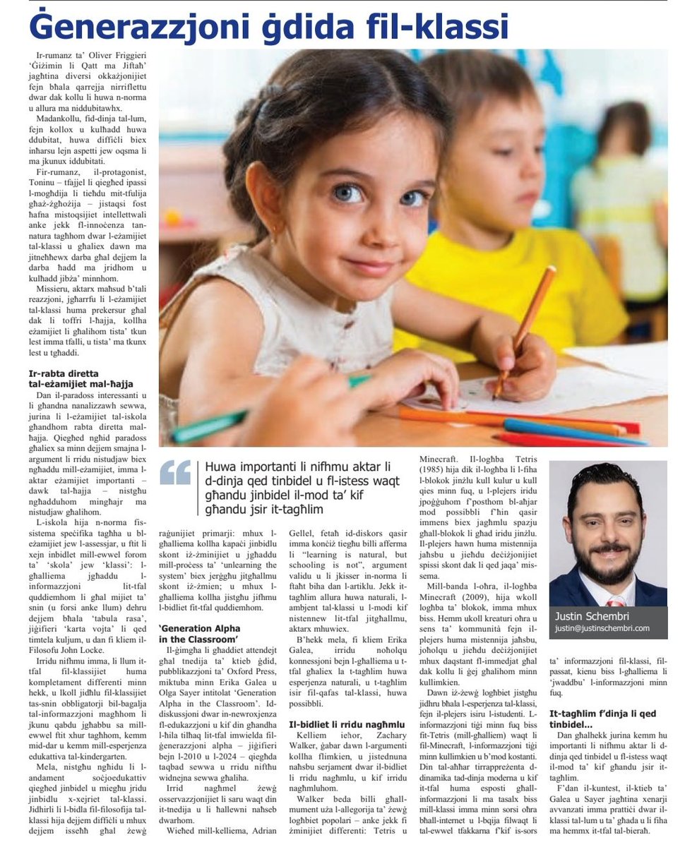 akirE_aelaG's tweet image. An article by the Shadow Minister of Education on my book, &apos;Generation Alpha in the Classroom: New Approaches to Learning&apos;, published by Oxford University Press. To support children&apos;s success, parents &amp;amp; educators must adapt and work together to strengthen education for the future