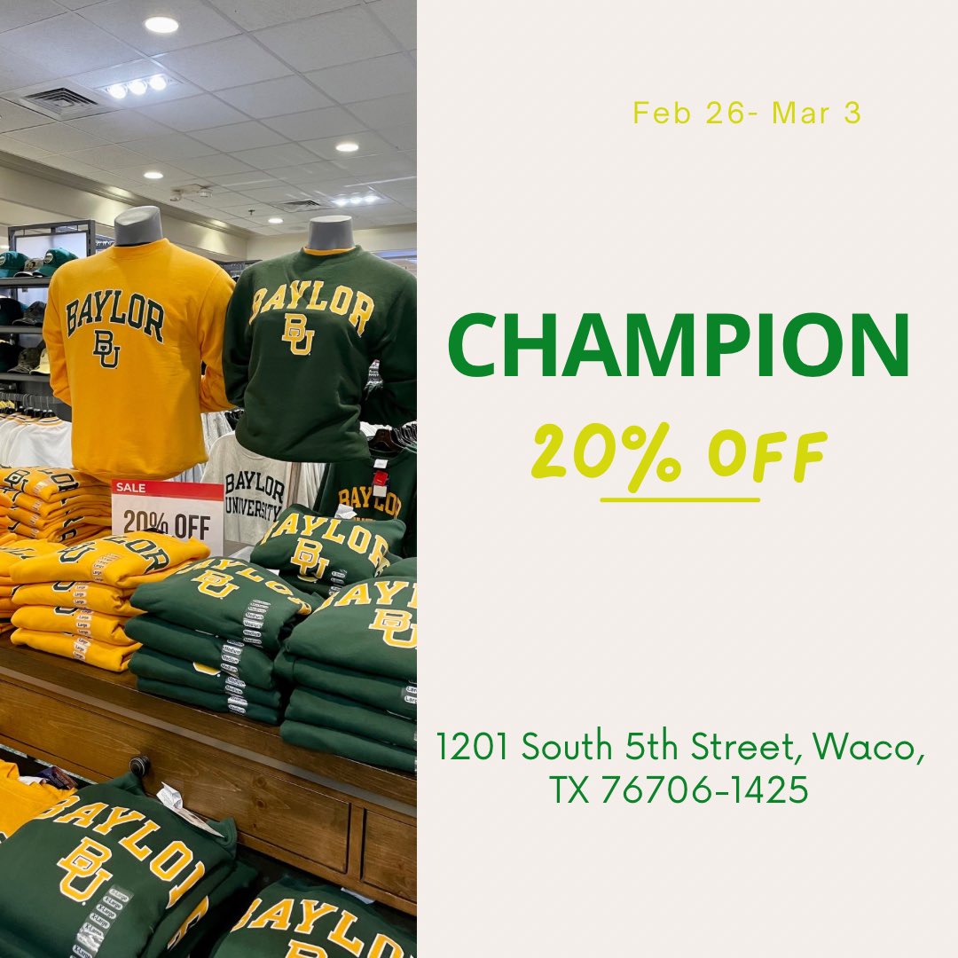 Starting today through March 3, enjoy 20% off all Champion gear! Don’t miss your chance to save on your favorites—shop now before the sale ends!💚💛 #championsale