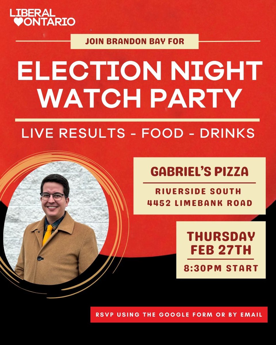 As Election Day nears, I’m so proud of our campaign! Your support made this possible, and I’d love to celebrate with you. After voting, join me at Gabriel’s Pizza in Riverside South for results, good food, and great company. RSVP below— spots are limited!

buff.ly/3EV2wot
