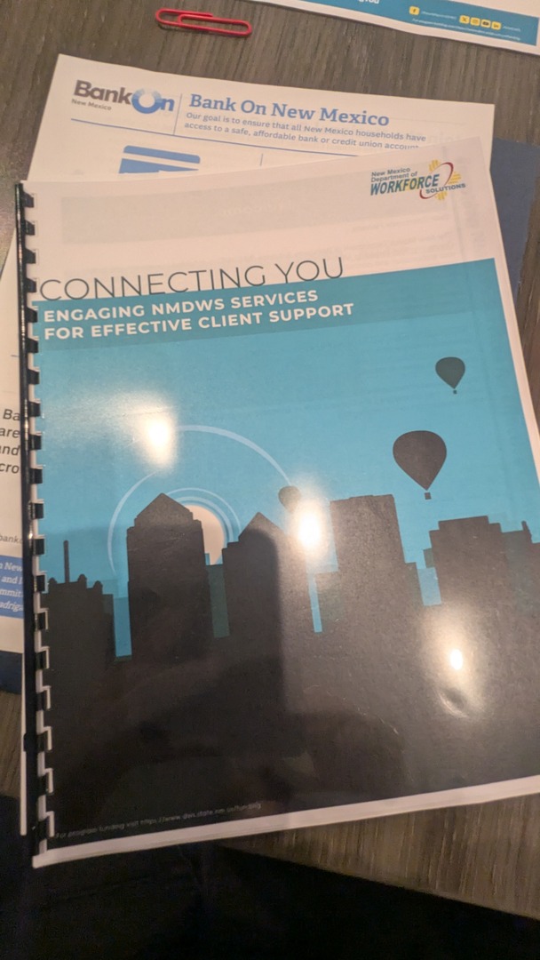 Great event at New Mexico Department of Workforce Solutions.  They shared about Unemployment Insurance &amp; re-employment services offered at America's Job Centers .

Pictured: Delma Madrigal and Gavin Pantoja, UI Deputy Director

<a href="/NMDWS/">NMDWS</a>
<a href="/CFEfund/">CFE Fund</a>

#BankOnNewMexico
#EconomicStability