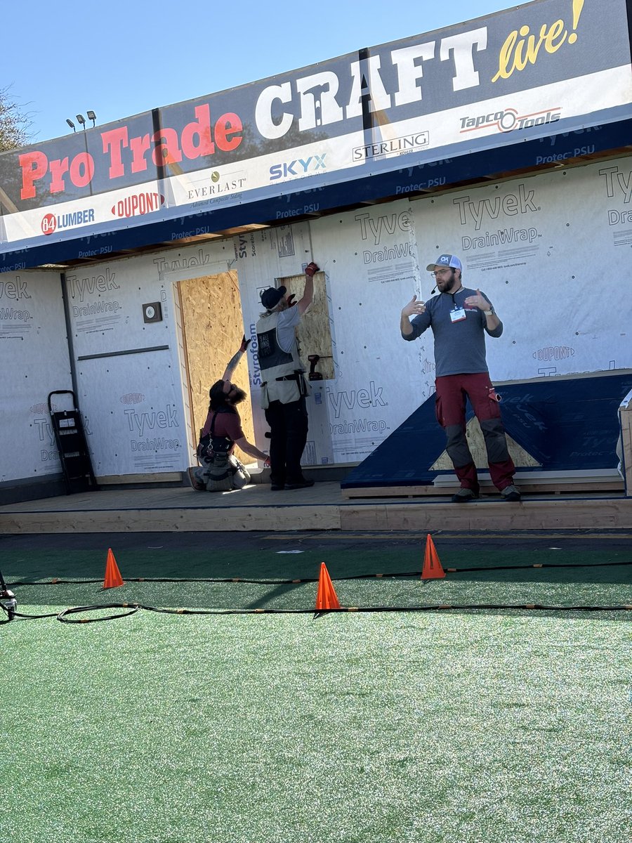dupontpbs's tweet photo. It’s a beautiful day for some DuPont demos at the @ProBuilderMag Show village at IBS! Grab a beverage and learn about Styrofoam Continuous Insulation, Tyvek DrainWrap and Tyvek Protec PSU! #ibs2025 #buildershow https://t.co/wqKoCSKloS