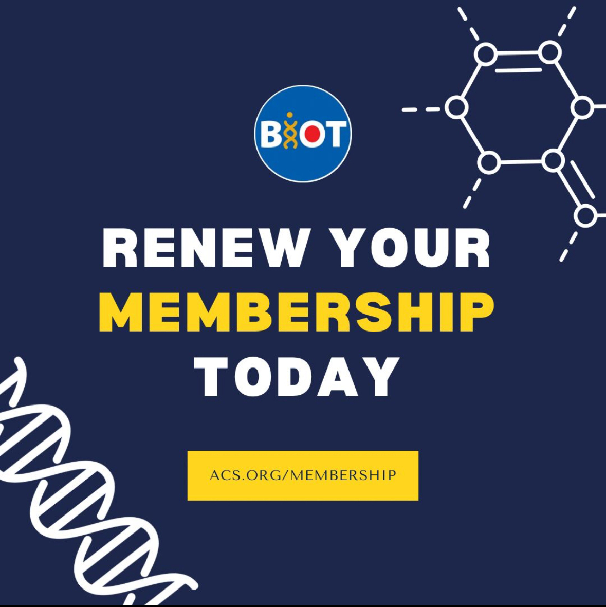 Is your membership up to date?! Be sure to renew your ACS BIOT membership to get the best discounts at #ACSSpring2025 and gain access to BIOT-exclusive events in San Diego! Check out acs.org/membership for options based on your career stage