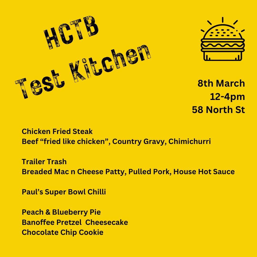 The next #TestKitchen is on Saturday 8th March!! And as it was such success last time the #TrailerTrash returns. Jo’s got a new pie. And Paul brings back his chilli. Worth rolling out of bed for after Friday night fun!