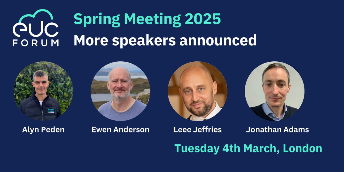 📣 We're delighted to announce more speakers for our Spring Meeting! Trust us: you don't want to miss this one!😀 Register now eucforum.tech/spring-meeting… #eucforum #euc #endusercomputing #itprofessionals