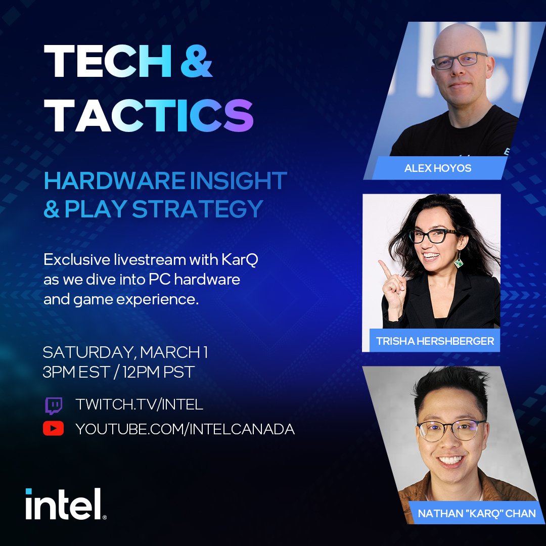 KarQ (@karqgames) on Twitter photo This Sat March 1 at 3pm ET I'll be live on the @Intelgaming twitch and youtube channel showing off the new Intel Arc B series GPU and Intel Core Ultra CPUs!
<a href="/thatgrltrish/">Trisha Hershberger @ #COMPUTEX2025</a> and @lexhoyos will be the host and tech experts and I'll be clicking enemies on Marvel Rivals 🫡
#Intel #Ad This Sat March 1 at 3pm ET I'll be live on the @Intelgaming twitch and youtube channel showing off the new Intel Arc B series GPU and Intel Core Ultra CPUs!
<a href="/thatgrltrish/">Trisha Hershberger @ #COMPUTEX2025</a> and @lexhoyos will be the host and tech experts and I'll be clicking enemies on Marvel Rivals 🫡
#Intel #Ad