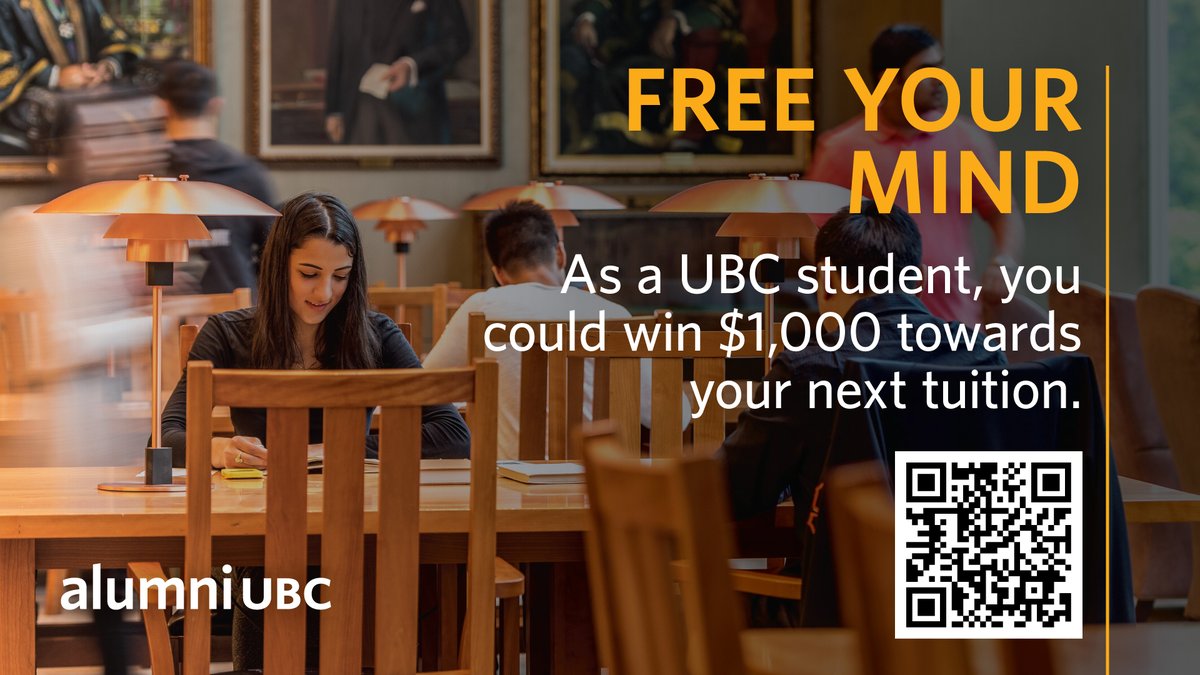 Hey UBC students! Studying is hard work but entering this contest is easy.

Win $1,000 towards your UBC tuition to make your academic life a little easier.

Visit alumni.ubc.ca/tuition/ to enter. Good luck!